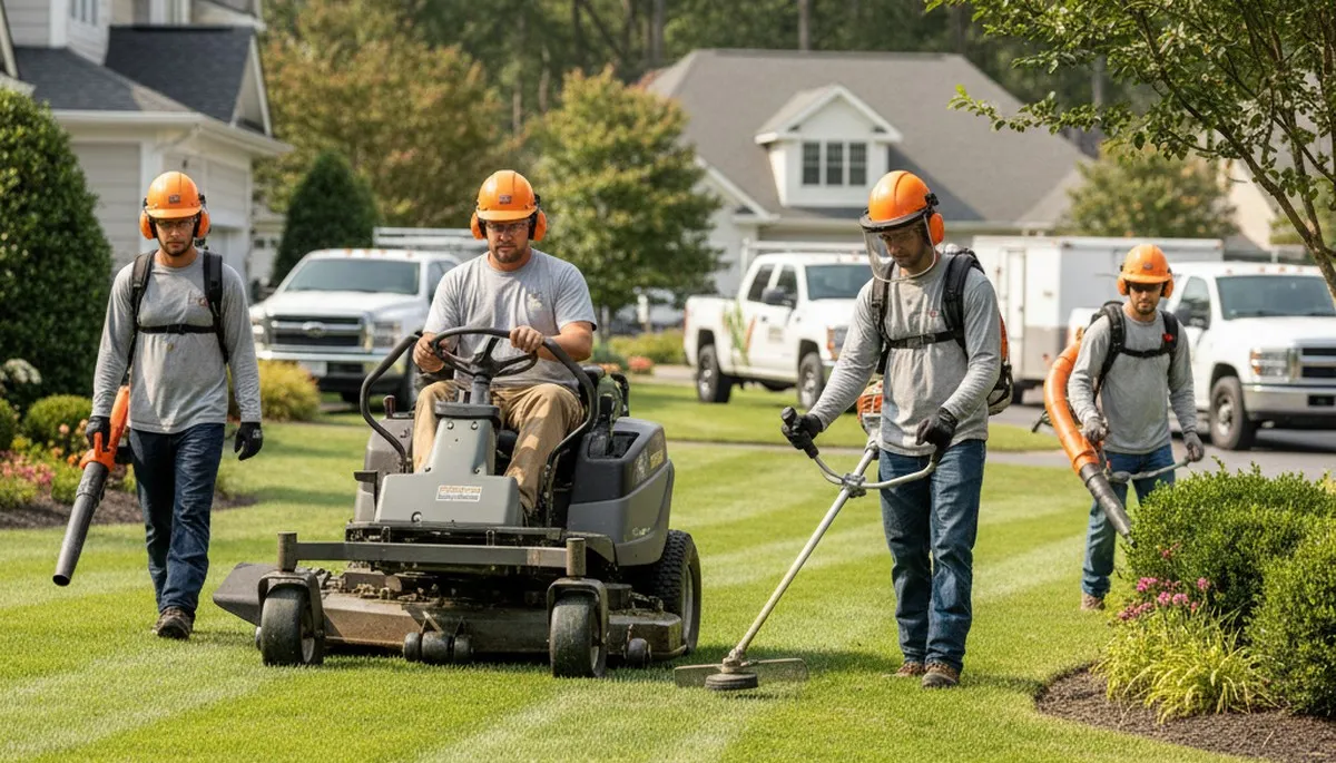 Palm Harbor, FL lawn service team maintaining a healthy, polished yard for Arbor Tree Care