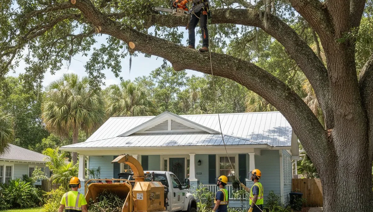 Palm Harbor, FL tree service crew trimming trees for safe, professional property care